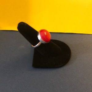 Red coral cabuchon ring